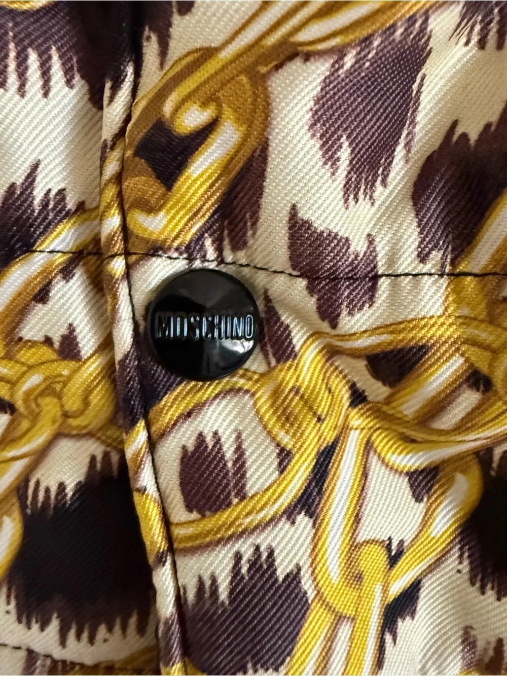 H&Moschino Yellow Patterned Dog Coat - Stylish Pet Jacket Size S